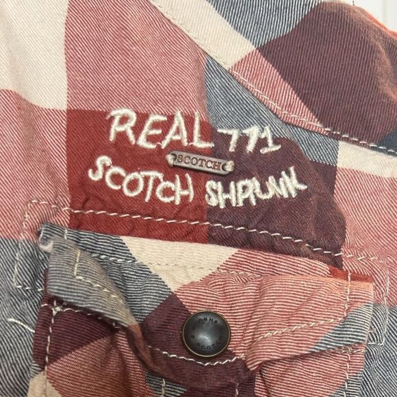Scotch Shrunk Long Sleeve Removable Hood Button Up Plaid Sz 8 - Picture 10 of 13